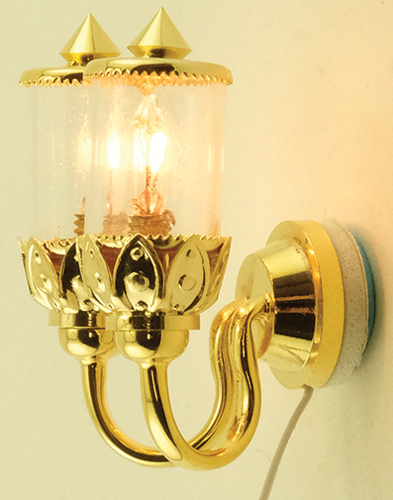 Dollhouse Miniature Double Ornate Coach Wall Lamp 12V